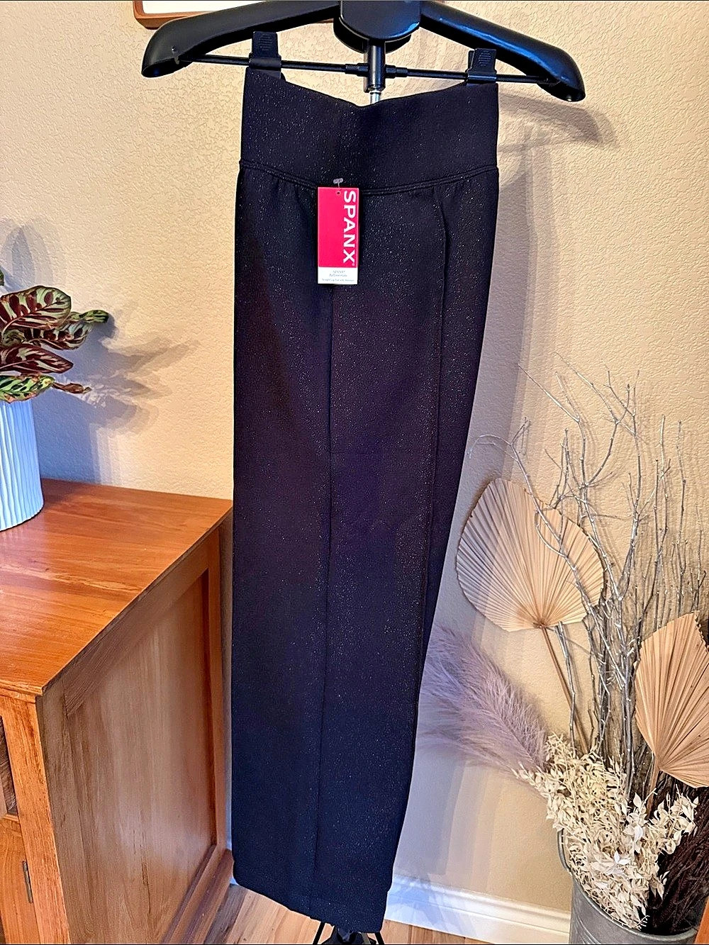 NWT SPANX AirEssentials Pants Black Speckled Stretch Lightweight